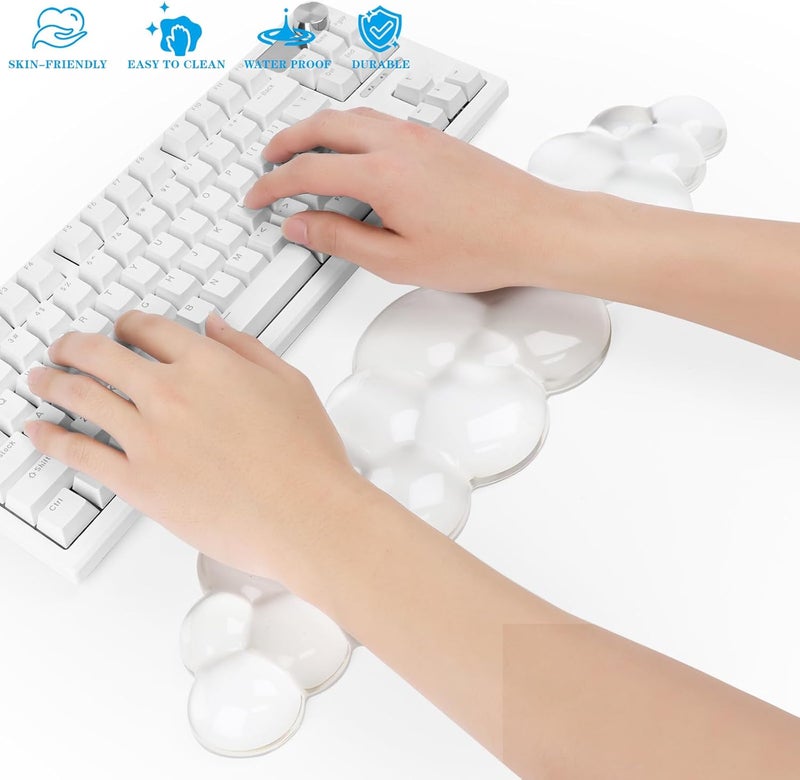KEPUTAIER Gel Cloud Keyboard Wrist Rest, Cute Wrist Support and Arm Support Keyboard Rest for Keyboard Typing Pain Relief，Suitable for Office/Computer/Laptop/Gaming（Keyboard Wrist Rest White ） - Image 5